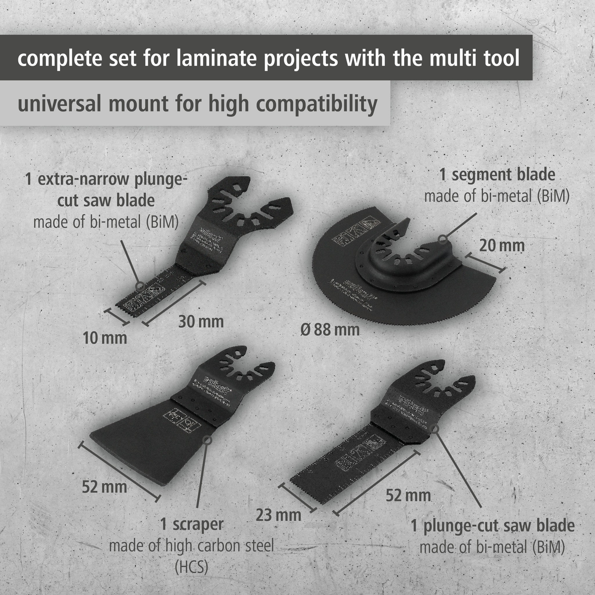 Multi-Tool Set for Laminate and Skirting Boards, 4 Pcs. (en)