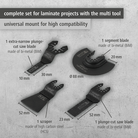 Multi-Tool Set for Laminate and Skirting Boards, 4 Pcs. (en)