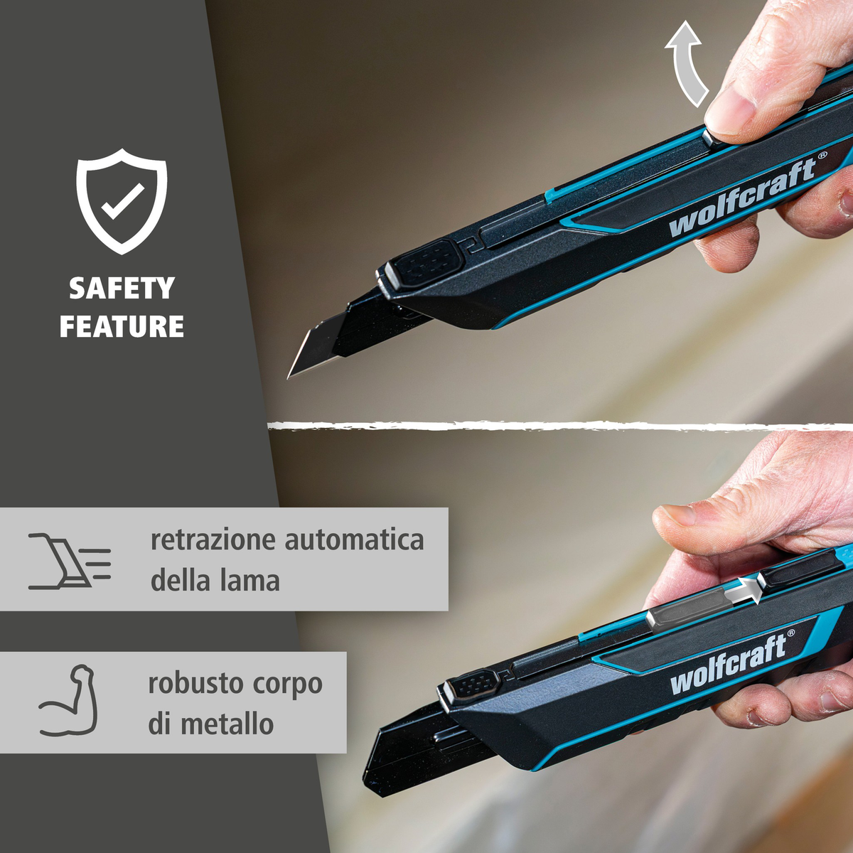 Snap-Off Blade Knife PRO SAFETY, 25 mm (it)
