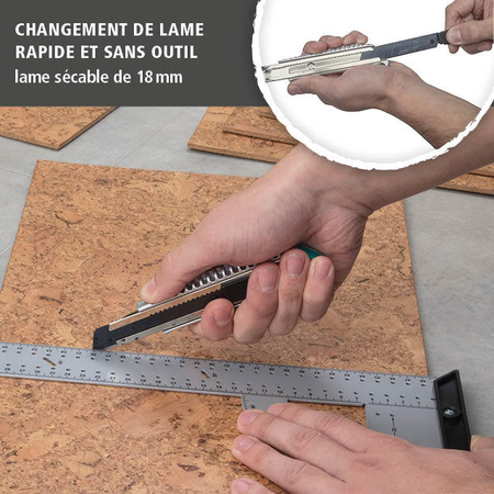 Metal Snap-Off Blade Knife, 18 mm, “Profi-Sharp” Black Blade (fr)