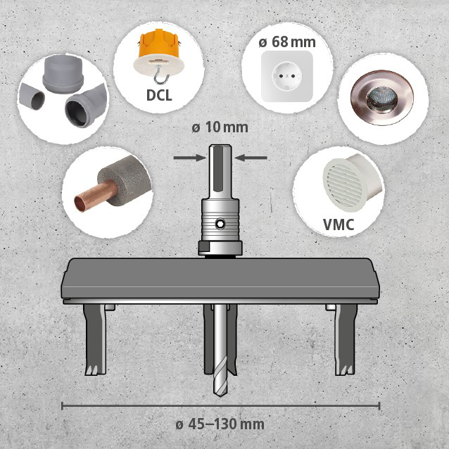 Adjustable Hole Saw, Ø 45–130 mm (es)