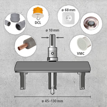 Adjustable Hole Saw, Ø 45–130 mm (es)
