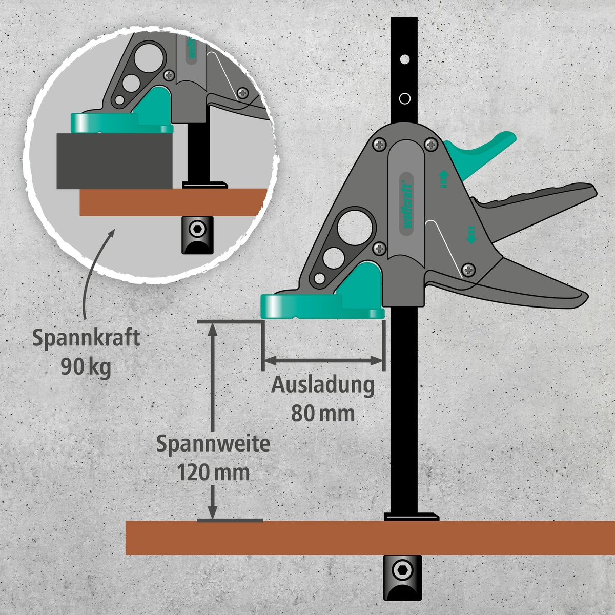 PRO 65-150-W Work Table Clamp (de)