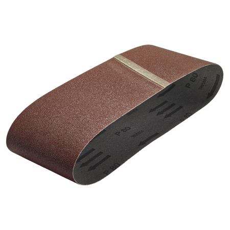 6 Fabric Sanding Belts 76 x 457 mm, grain 80