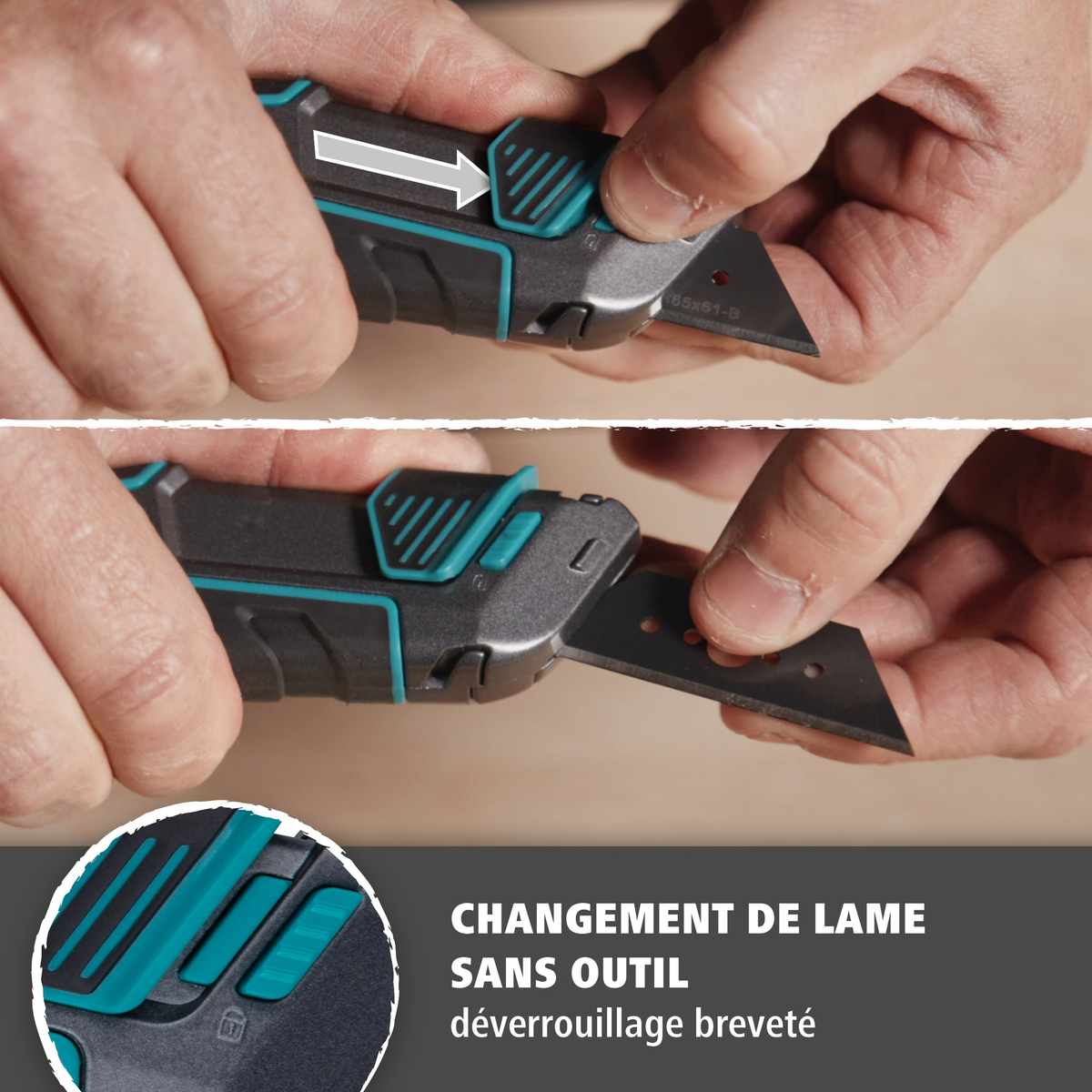 Trapezium Blade Knife PRO SAFETY with Sheath (fr)