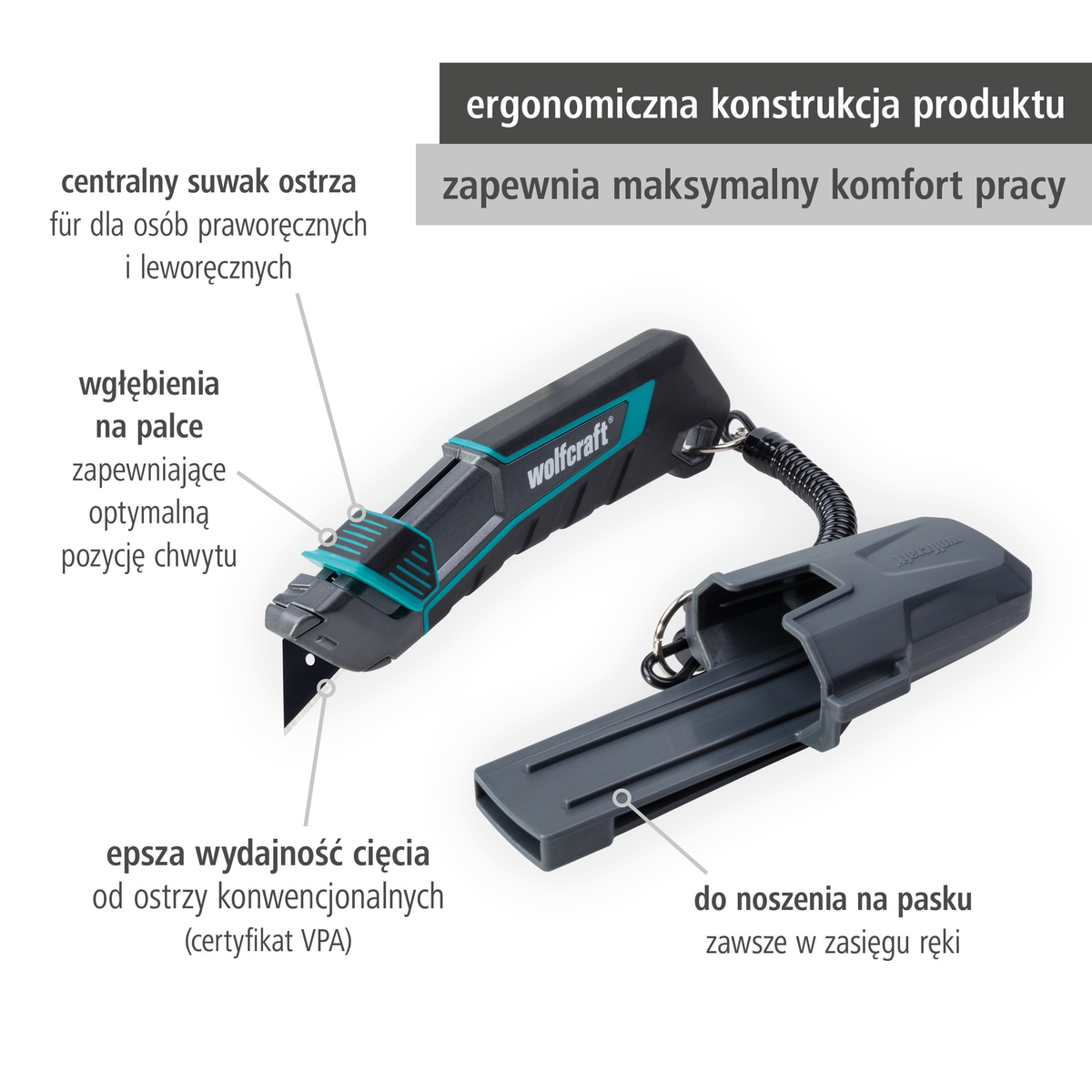 Trapezium Blade Knife PRO SAFETY with Sheath (pl)