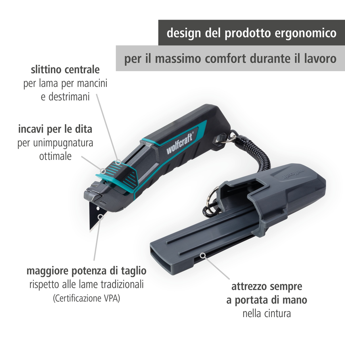 Trapezium Blade Knife PRO SAFETY with Sheath (it)