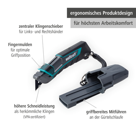 Trapezium Blade Knife PRO SAFETY with Sheath (de)